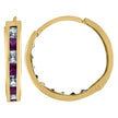 10kt Yellow Gold Womens Princess-Cut Purple Cubic Zirconia Huggie Hoop Earrings