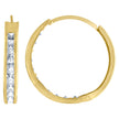 10kt Yellow Gold Womens Princess-Cut Cubic Zirconia Huggie Hoop Earrings