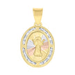 10kt Tri-Color Gold Unisex Cubic Zirconia Cubic-Zirconia Religious Oval Charm Pendant