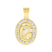 10kt Tri-Color Gold Unisex Cubic Zirconia Cubic-Zirconia Religious Oval Charm Pendant