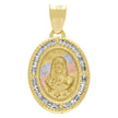 10kt Tri-Color Gold Unisex Cubic Zirconia Cubic-Zirconia Religious Oval Charm Pendant