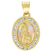 10kt Tri-Color Gold Unisex Cubic Zirconia Cubic-Zirconia Religious Oval Charm Pendant