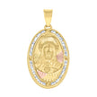 10kt Tri-Color Gold Unisex Cubic Zirconia Cubic-Zirconia Religious Oval Charm Pendant