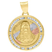 10kt Tri-Color Gold Unisex Cubic Zirconia Cubic-Zirconia Religious Round Charm Pendant