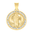 10kt Tri-Color Gold Unisex Cubic Zirconia Cubic-Zirconia Saint Jude Religious Round Charm Pendant