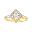 10kt Yellow Gold Womens Cubic-Zirconia Square Head Engagement Ring