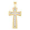 14Kt Yellow Gold Unisex Cz Cross Religious Charm Pendant