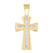14Kt Yellow Gold Unisex Cz Diamond-Cut Cross Religious Charm Pendant