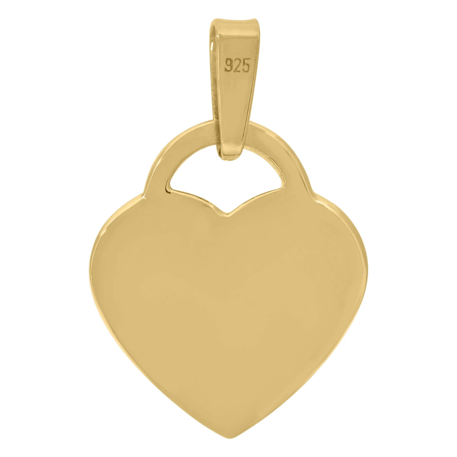 925 Sterling Silver Yellow-Tone Womens Heart Disc Charm Pendant