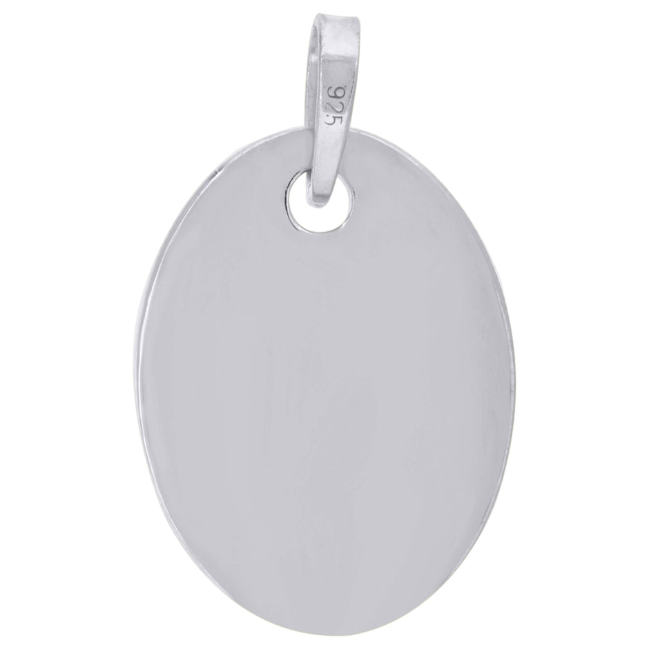 925 Sterling Silver Mens Fashion Oval Disc Charm Pendant