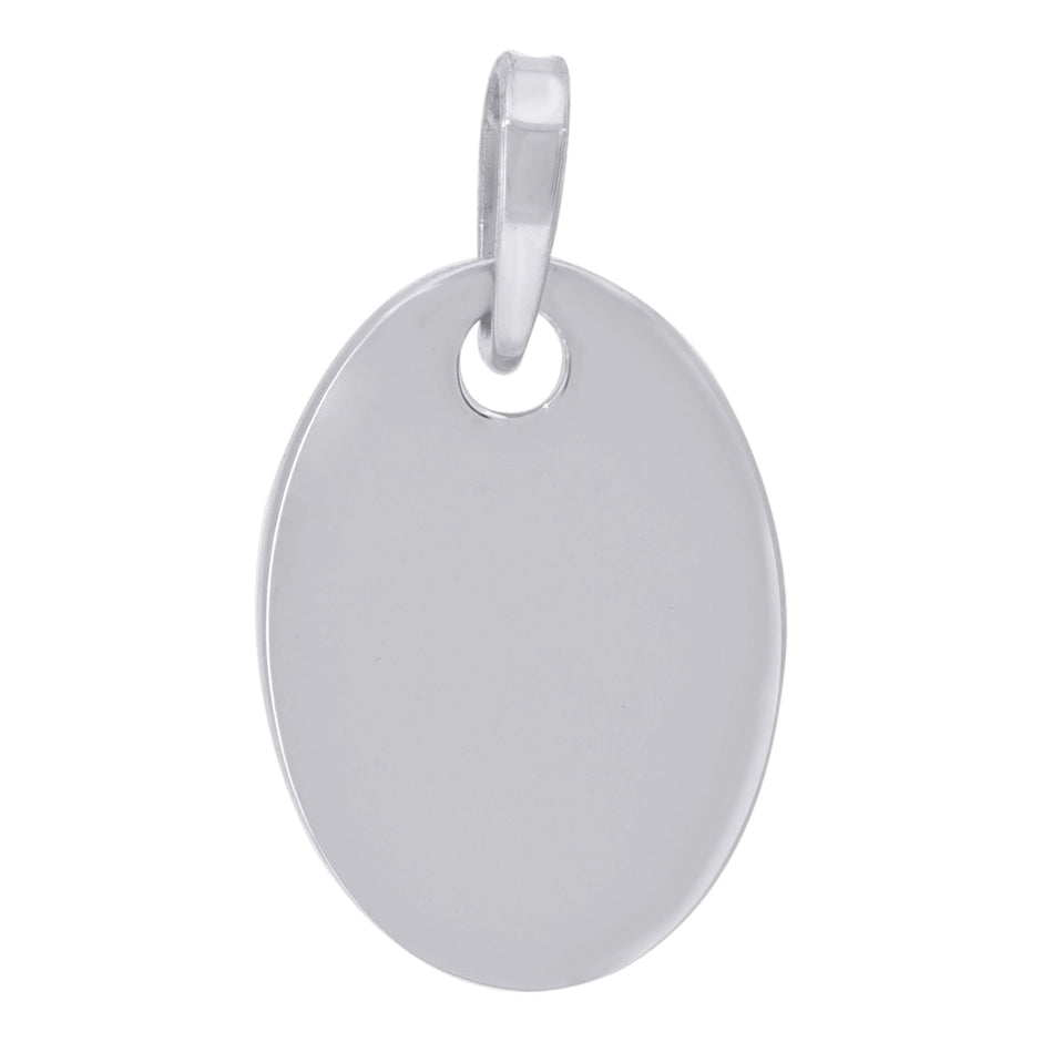 925 Sterling Silver Mens Fashion Oval Disc Charm Pendant