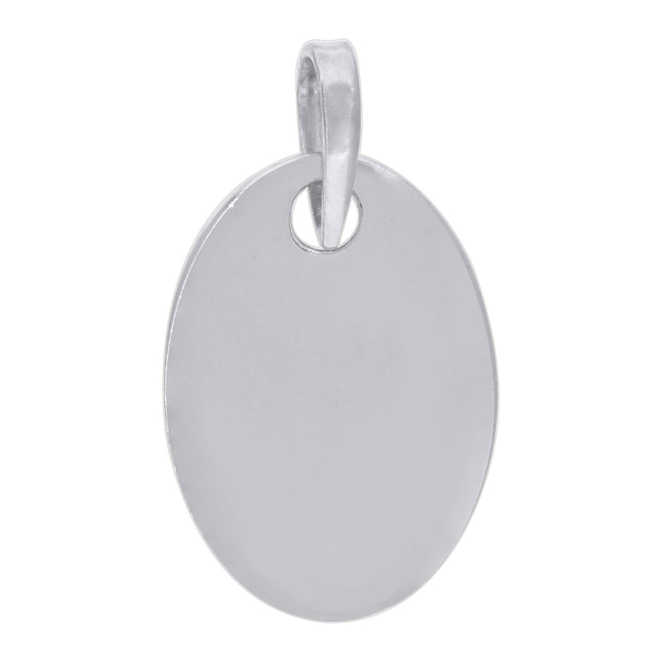 925 Sterling Silver Mens Fashion Oval Disc Charm Pendant