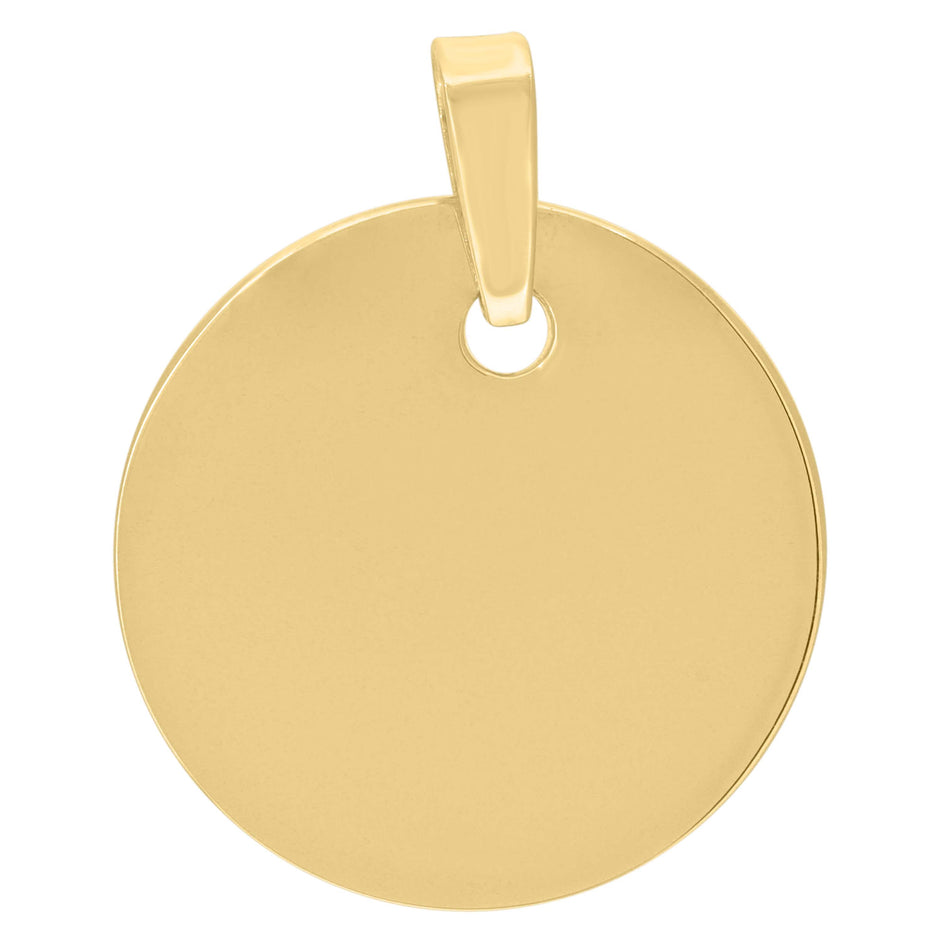 925 Sterling Silver Yellow-Tone Mens Fashion Round Disc Charm Pendant