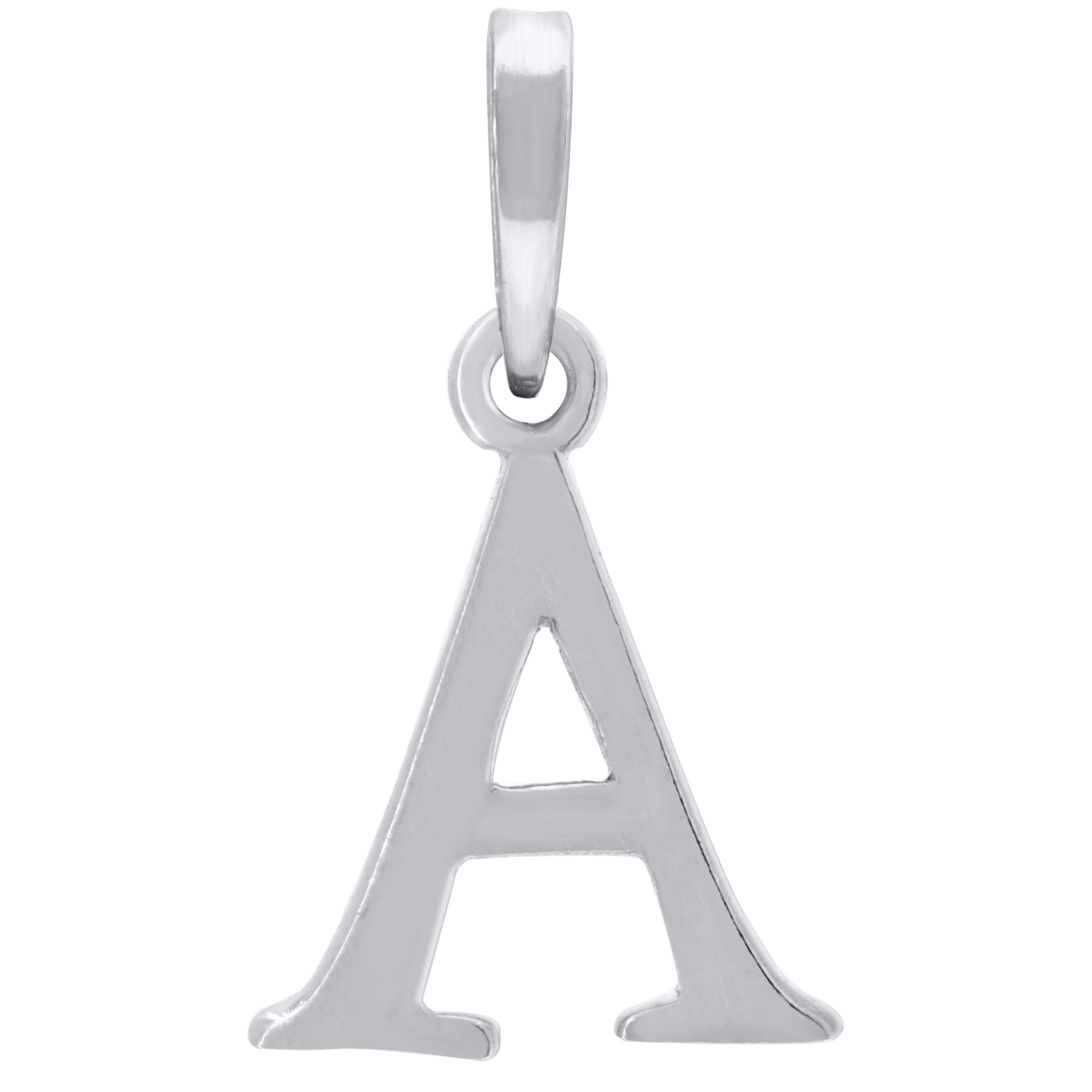 925 Sterling Silver Unisex Plain Initial Alphabet A Charm Pendant