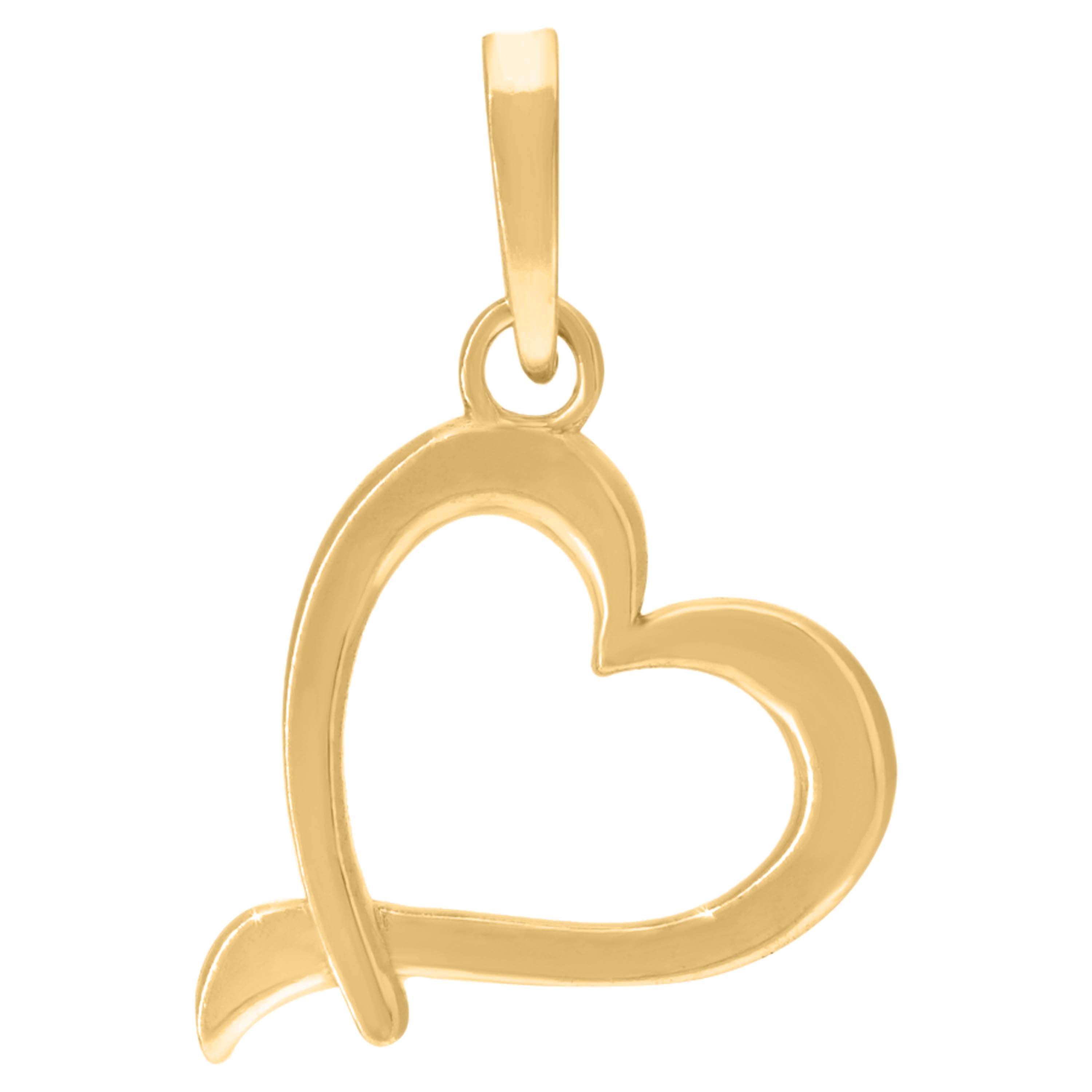925 Sterling Silver Yellow-Tone Womens Heart Charm Pendant