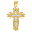 10kt Yellow Gold Cubic-Zirconia Unisex Cross Religious Charm Pendant