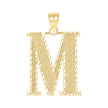 10kt Yellow Gold Unisex Diamond-Cut Initial Letter M Charm Pendant