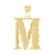10kt Yellow Gold Unisex Diamond-Cut Initial Letter M Charm Pendant