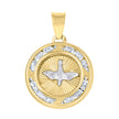 10kt Yellow Gold Unisex Cubic-Zirconia Textured Dove Bird Peace Symbol Charm Pendant