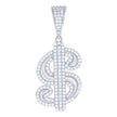 925 Sterling Silver Mens Cubic-Zirconia Dollar Sign Currency Fashion Charm Pendant