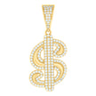 925 Sterling Silver Yellow-tone Mens Cubic-Zirconia Dollar Sign Currency Fashion Pendant