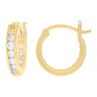 Yellow-Tone 925 Sterling Silver Unisex Round Cubic Zirconia Hoop Fashion Earrings