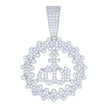 925 Sterling Silver Unisex Cubic Zirconia Religious Allah Charm Pendant