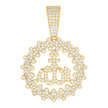 925 Sterling Silver Yellow-Tone Unisex Cubic Zirconia Religious Allah Charm Pendant