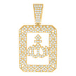 925 Sterling Silver Yellow-Tone Unisex Cubic Zirconia Religious Allah Charm Pendant
