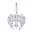 925 Sterling Silver Men Cubic-Zirconia Wing Cross Religious Charm Pendant 