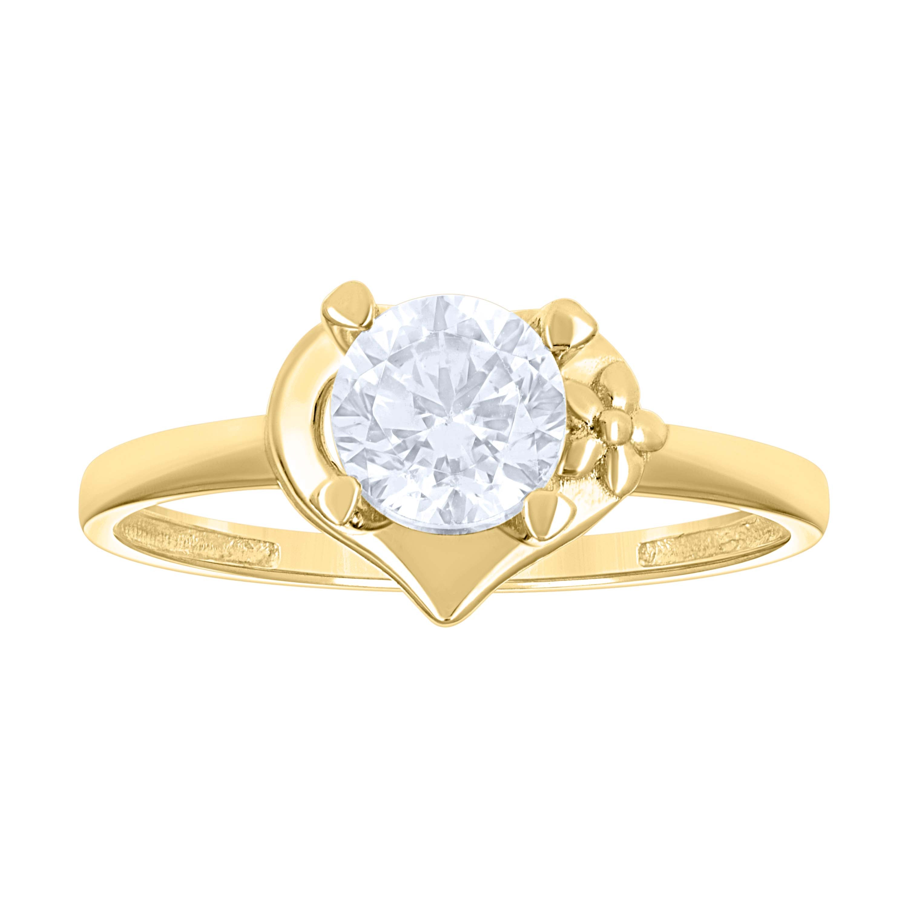 14Kt Yellow Gold Womens Cubic Zirconia Polished Finish Engagement Ring