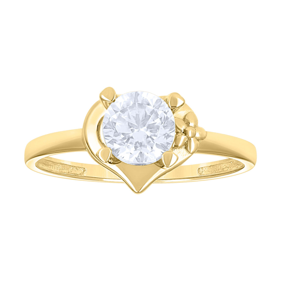 14Kt Yellow Gold Womens Cubic Zirconia Polished Finish Engagement Ring