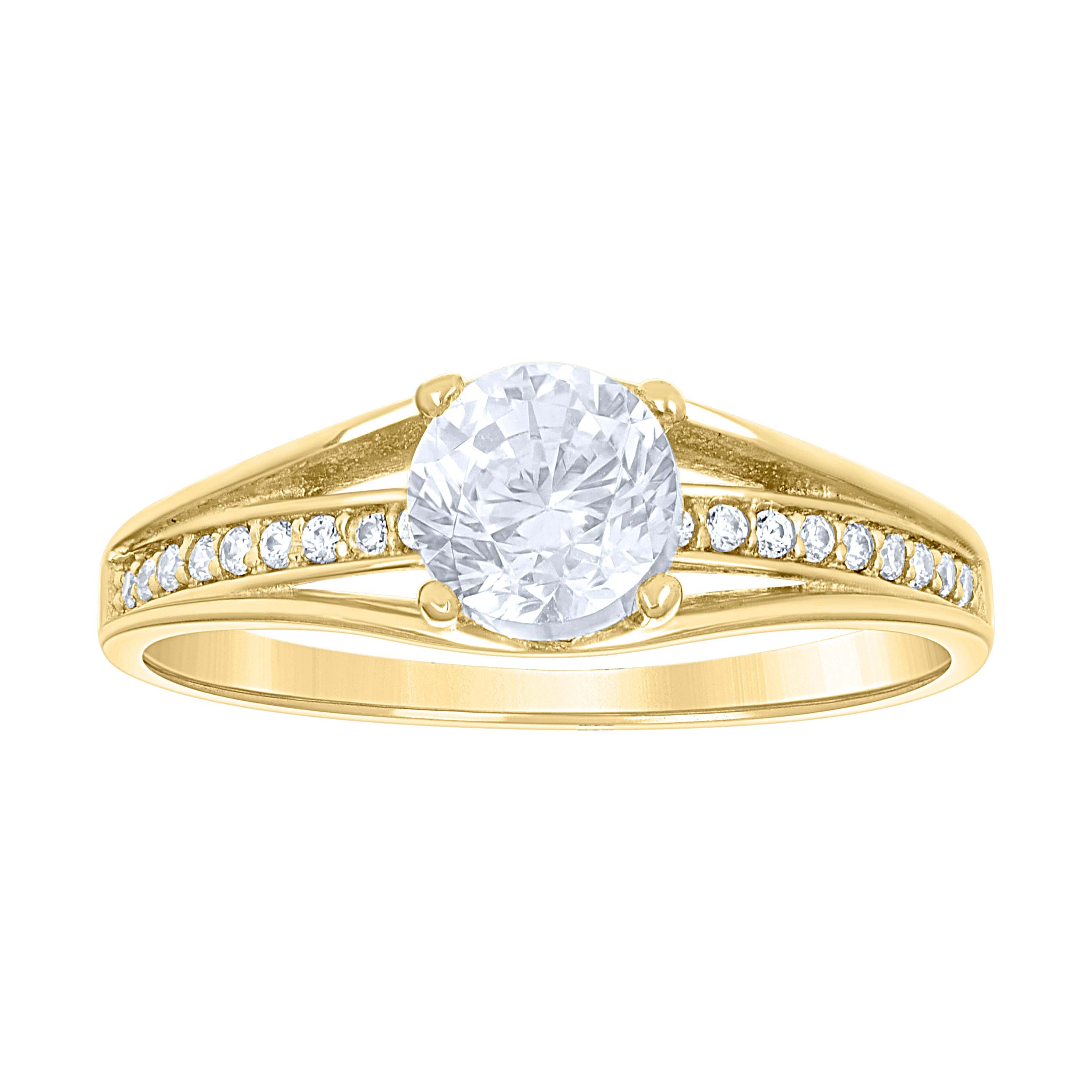 14Kt Two-Tone Gold Womens Cubic Zirconia Polished Finish Engagement Ring