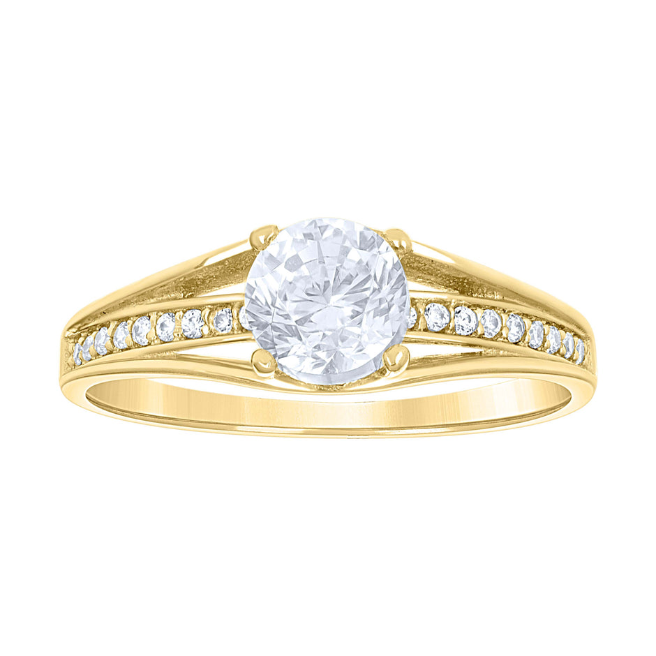 14Kt Two-Tone Gold Womens Cubic Zirconia Polished Finish Engagement Ring