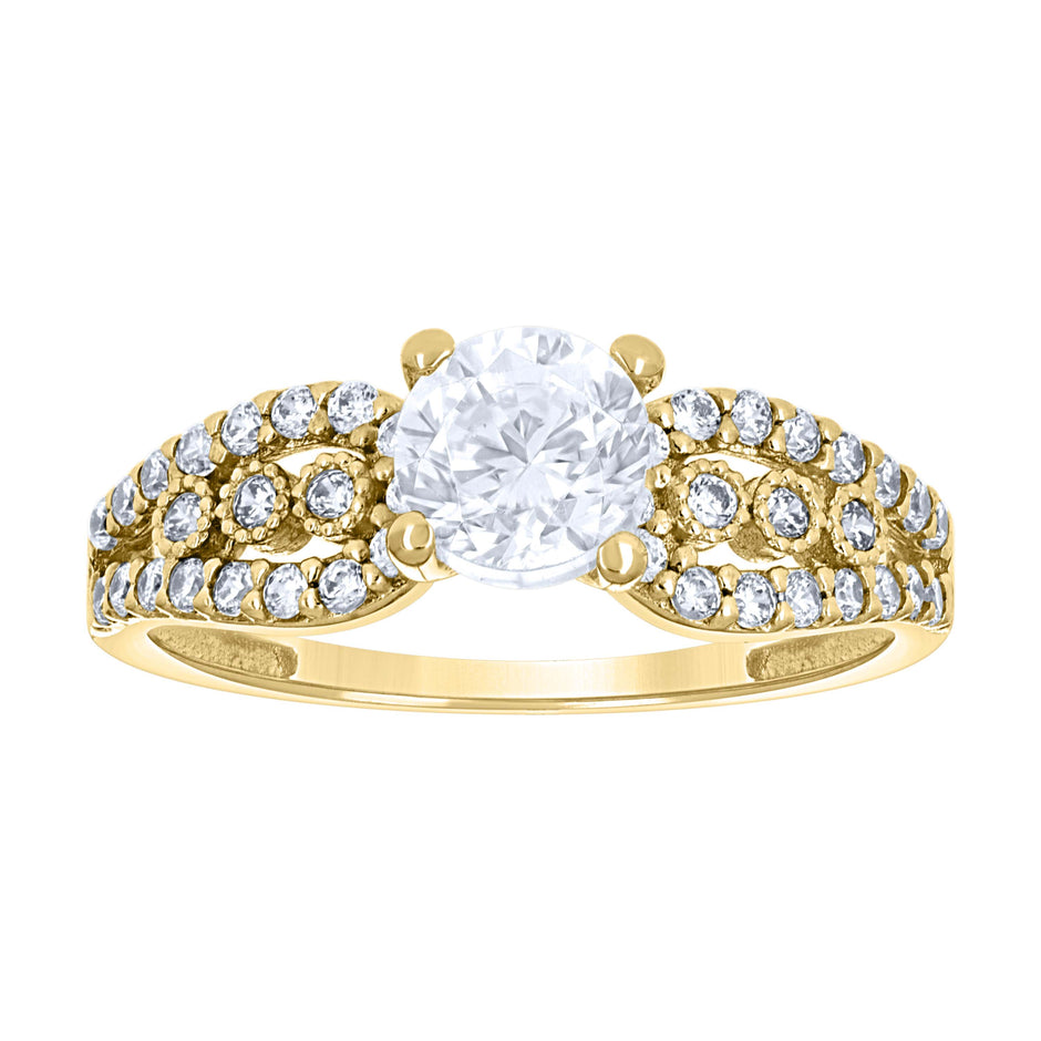 14Kt Yellow Gold Womens Cubic Zirconia Polished Finish Engagement Ring