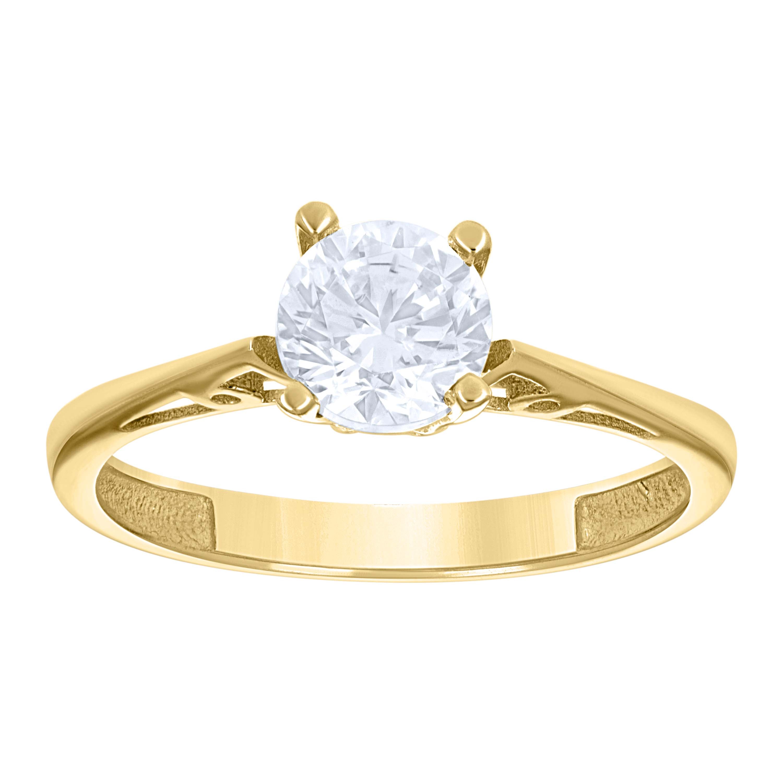 14Kt Two-Tone Gold Womens Cubic Zirconia Polished Finish Engagement Ring