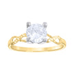 14Kt Two-Tone Gold Womens Cubic Zirconia Diamond-Cut Polished Finish Engagement Ring