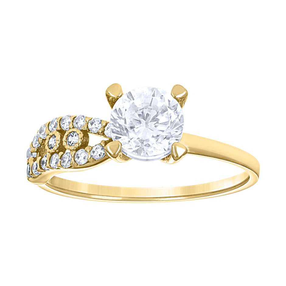 14Kt Yellow Gold Womens Cubic Zirconia Polished Finish Engagement Ring