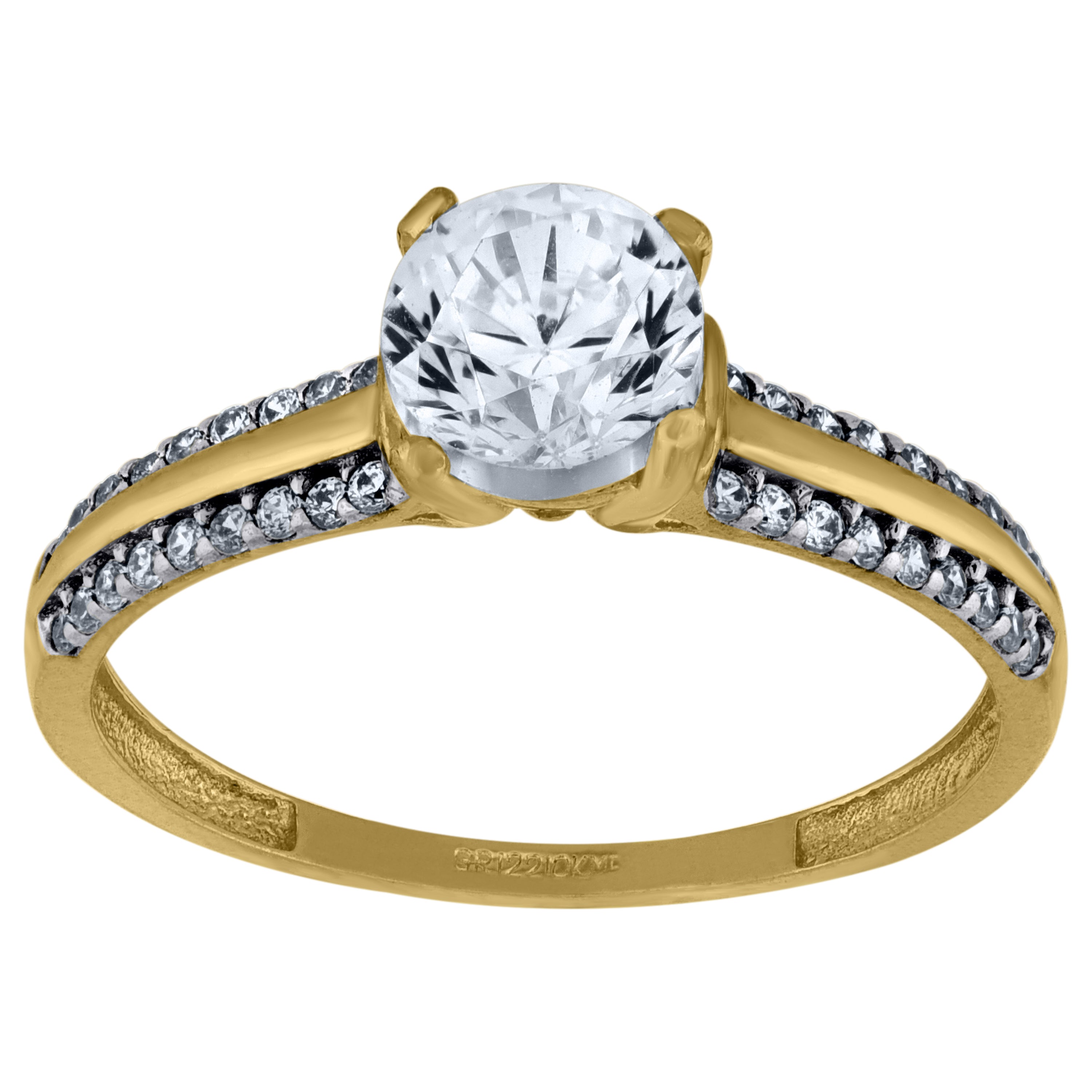 14Kt Two-Tone Gold Womens Cubic Zirconia Polished Finish Engagement Ring