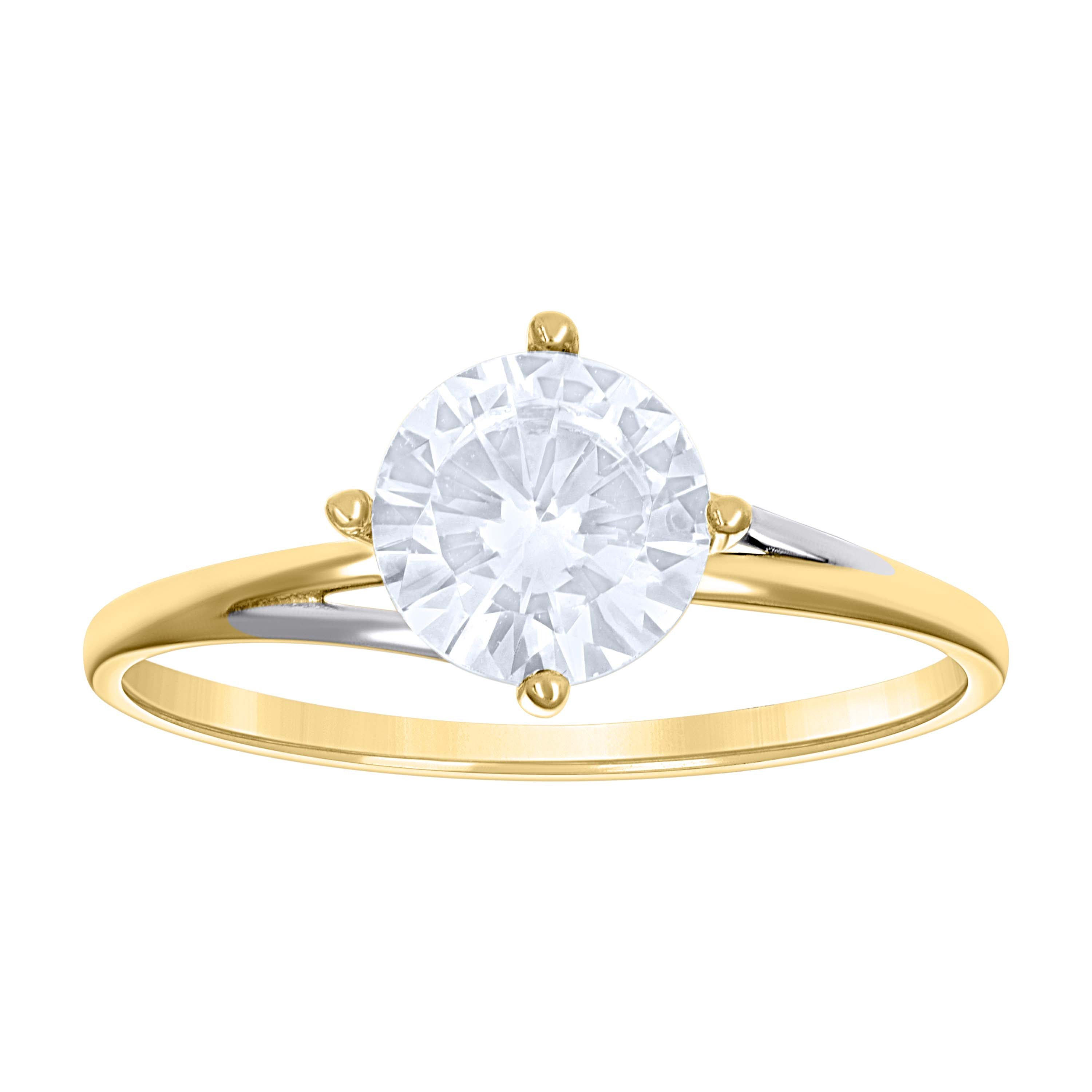 14Kt Two-Tone Gold Womens Cubic Zirconia Polished Finish Engagement Ring