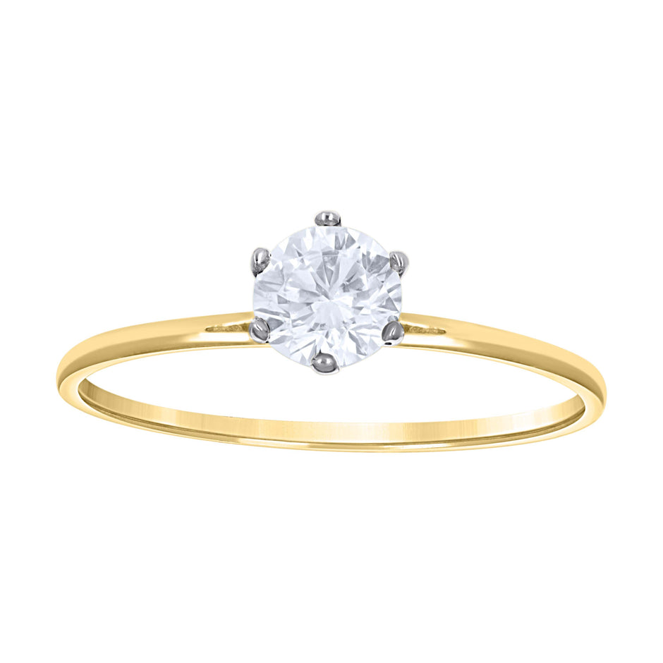 14Kt Two-Tone Gold Womens Cubic Zirconia Polished Finish Engagement Ring