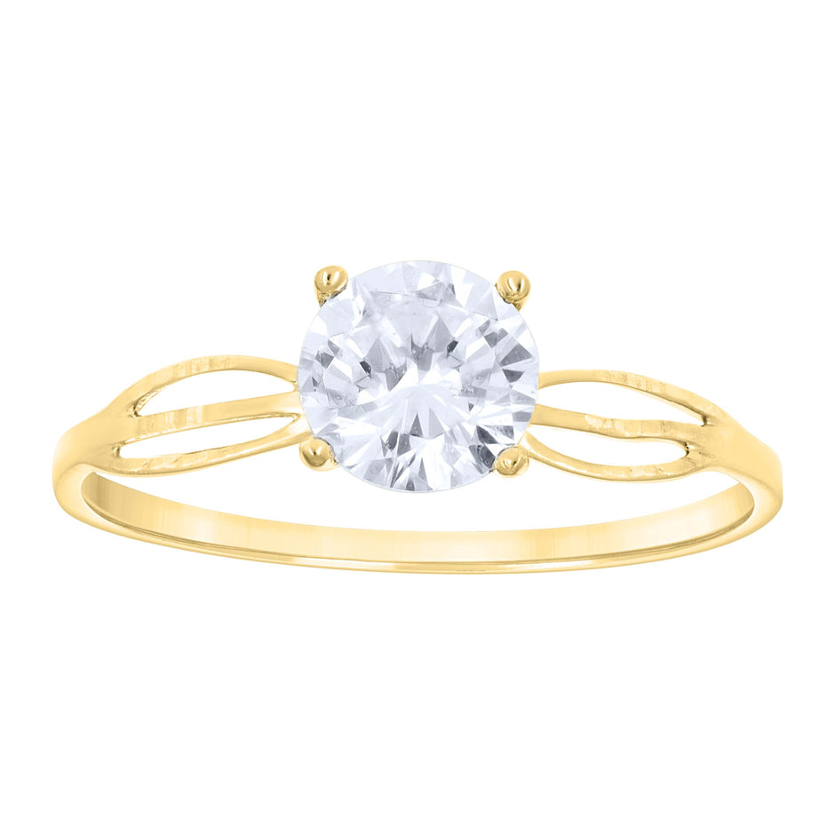 14Kt Two-Tone Gold Womens Cubic Zirconia Polished Finish Engagement Ring