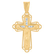 14kt Yellow Gold Womens Cubic-Zirconia Crucifix Cross Religious Charm Pendant