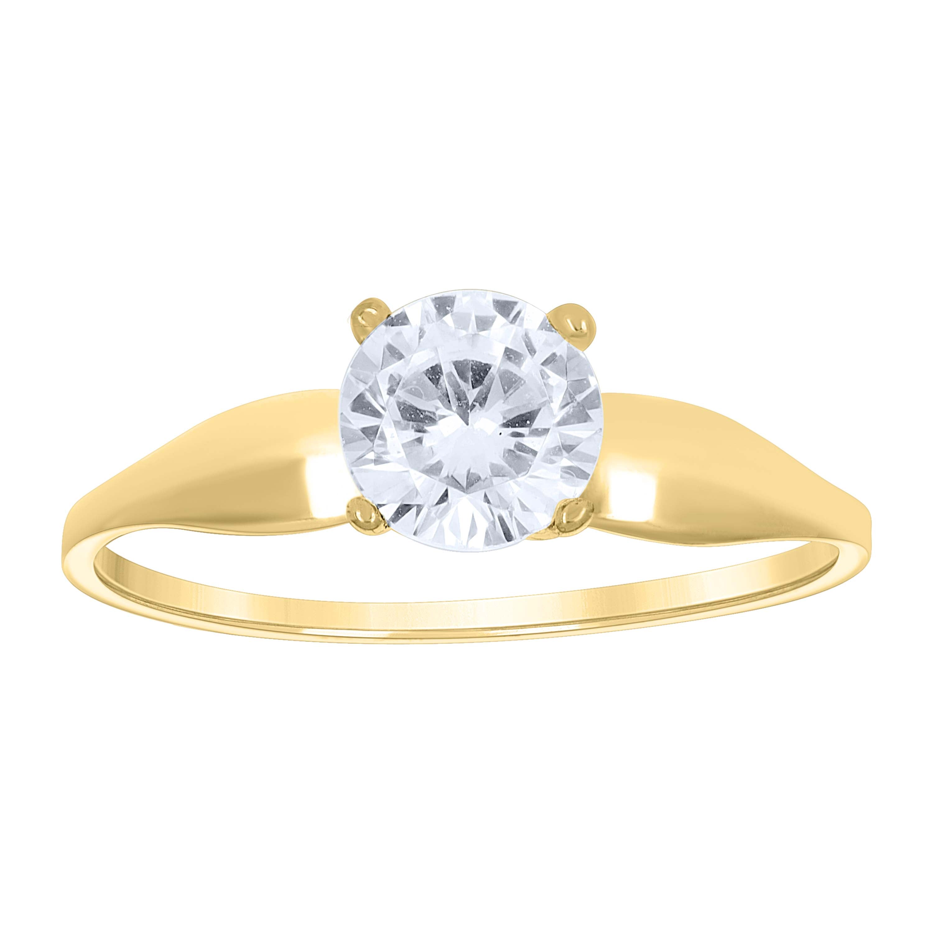 14Kt Two-Tone Gold Womens Cubic Zirconia Polished Finish Engagement Ring