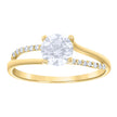 14Kt Two-Tone Gold Womens Cubic Zirconia Polished Finish Engagement Ring
