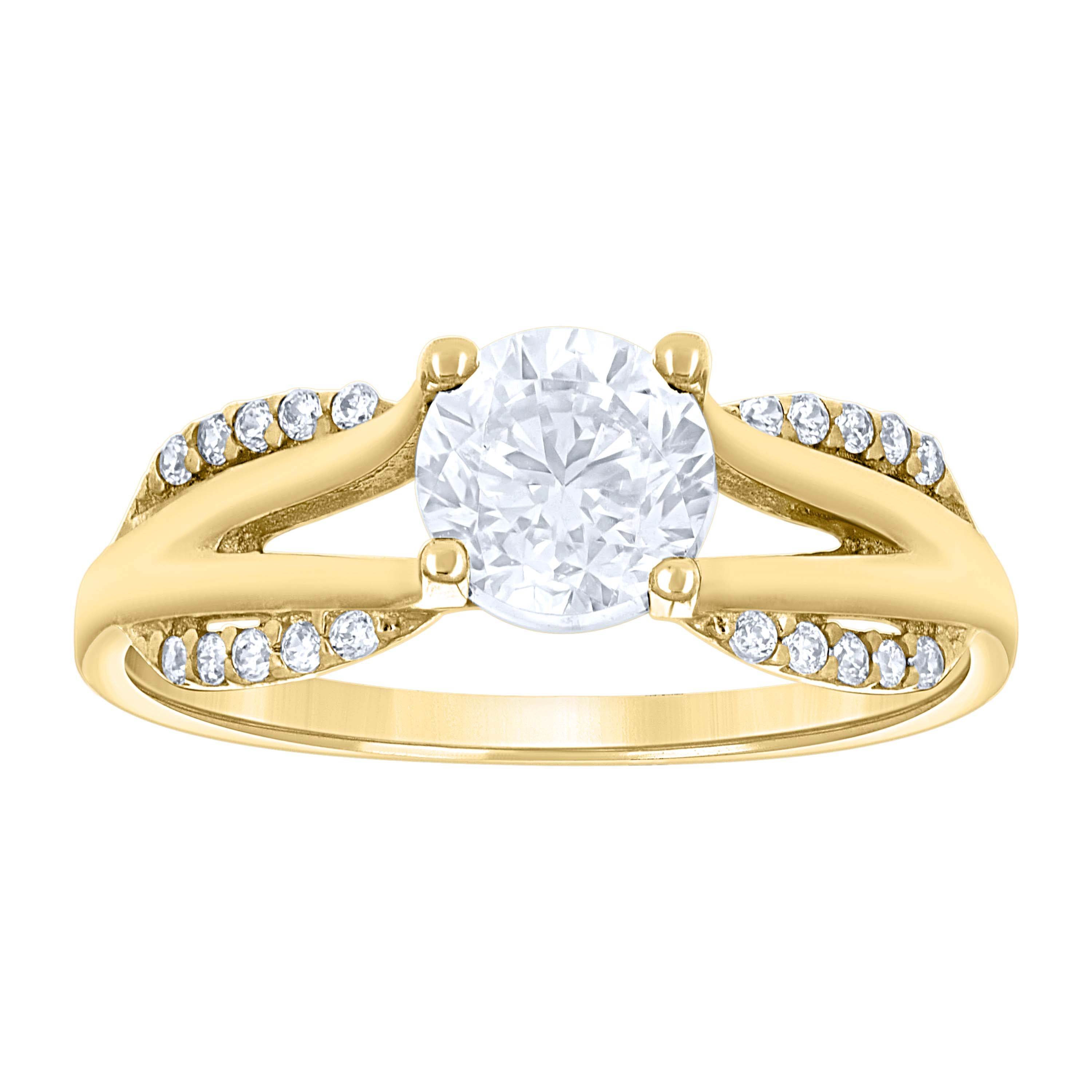 14Kt Yellow Gold Womens Cubic Zirconia Polished Finish Engagement Ring