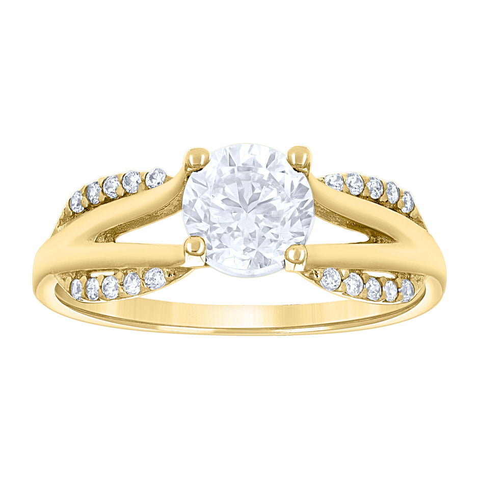 14Kt Yellow Gold Womens Cubic Zirconia Polished Finish Engagement Ring