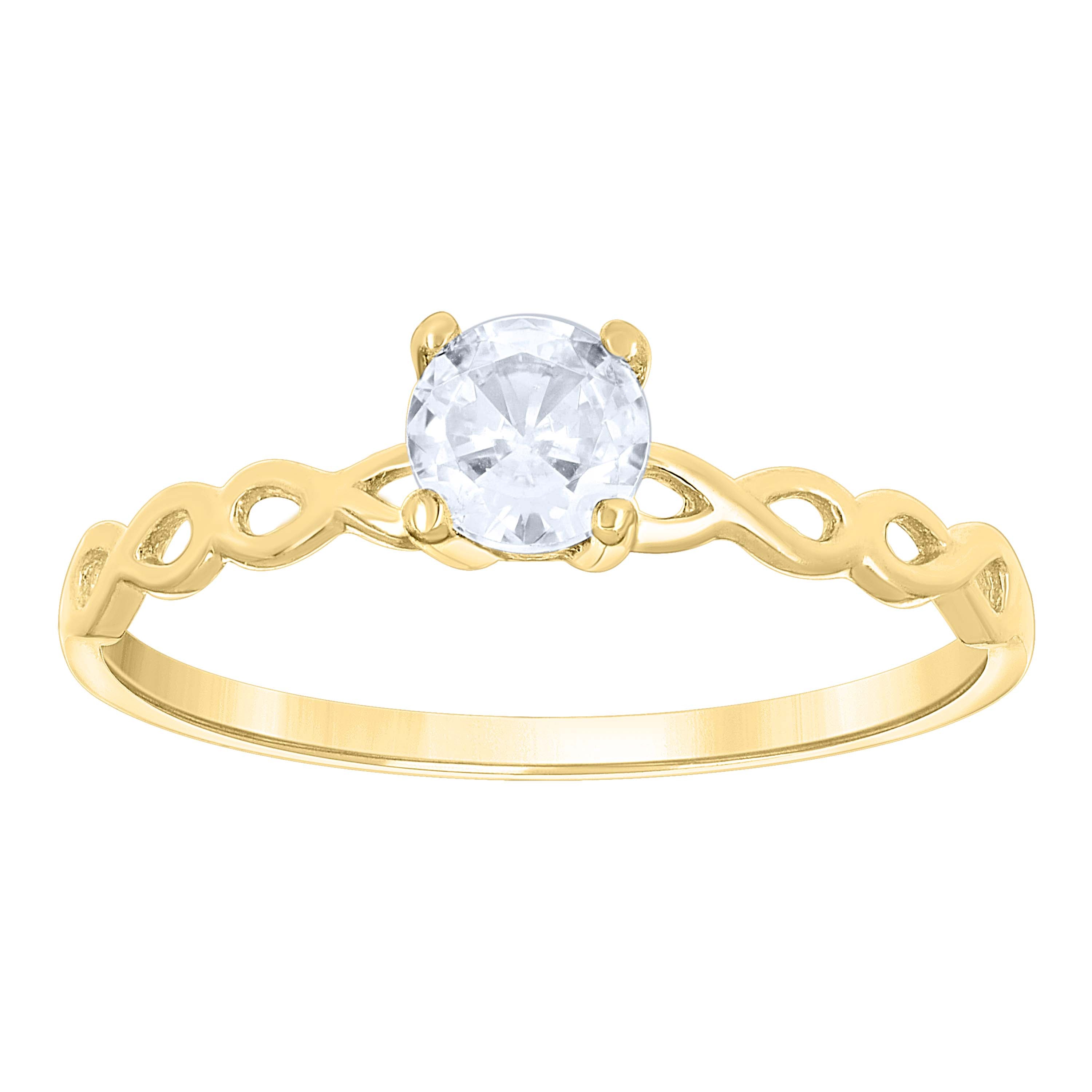 14Kt Two-Tone Gold Womens Cubic Zirconia Twisted Engagement Ring