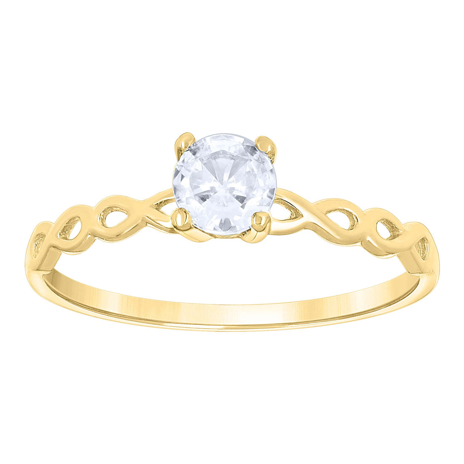 14Kt Two-Tone Gold Womens Cubic Zirconia Twisted Engagement Ring