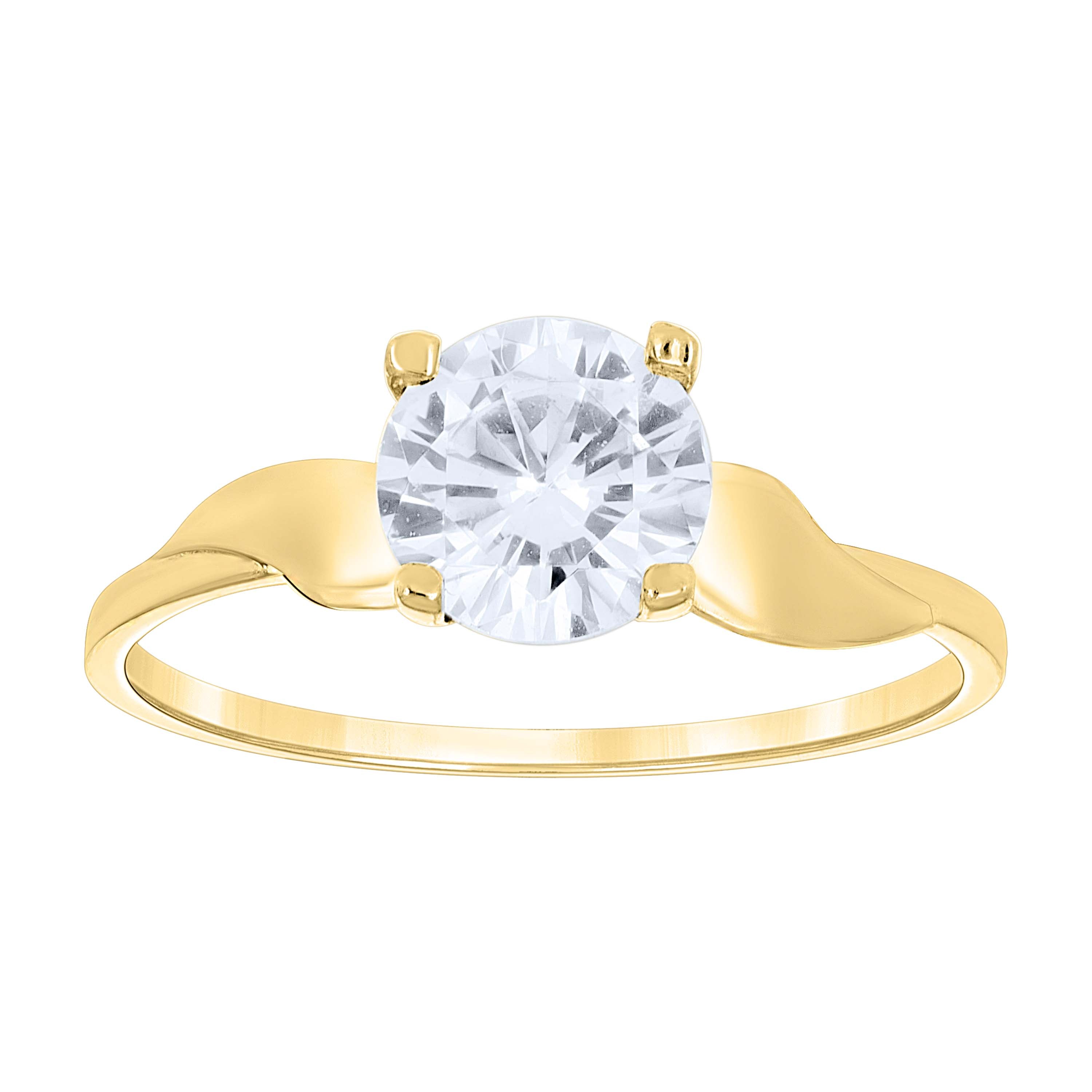 14Kt Two-Tone Gold Womens Cubic Zirconia Polished Finish Engagement Ring